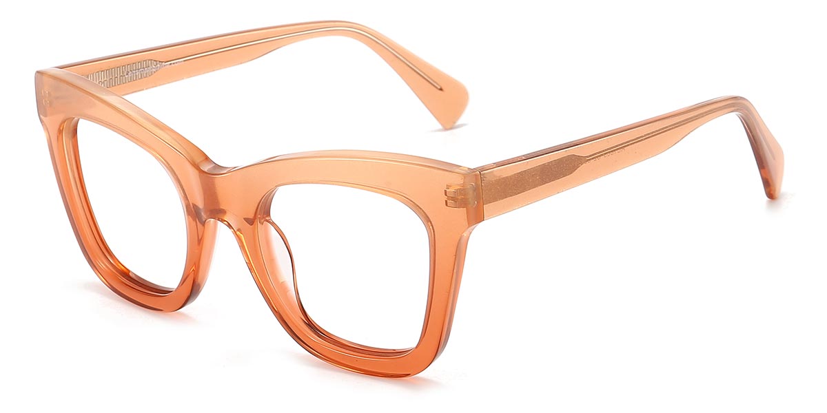 Orange - Square Glasses - Nalei