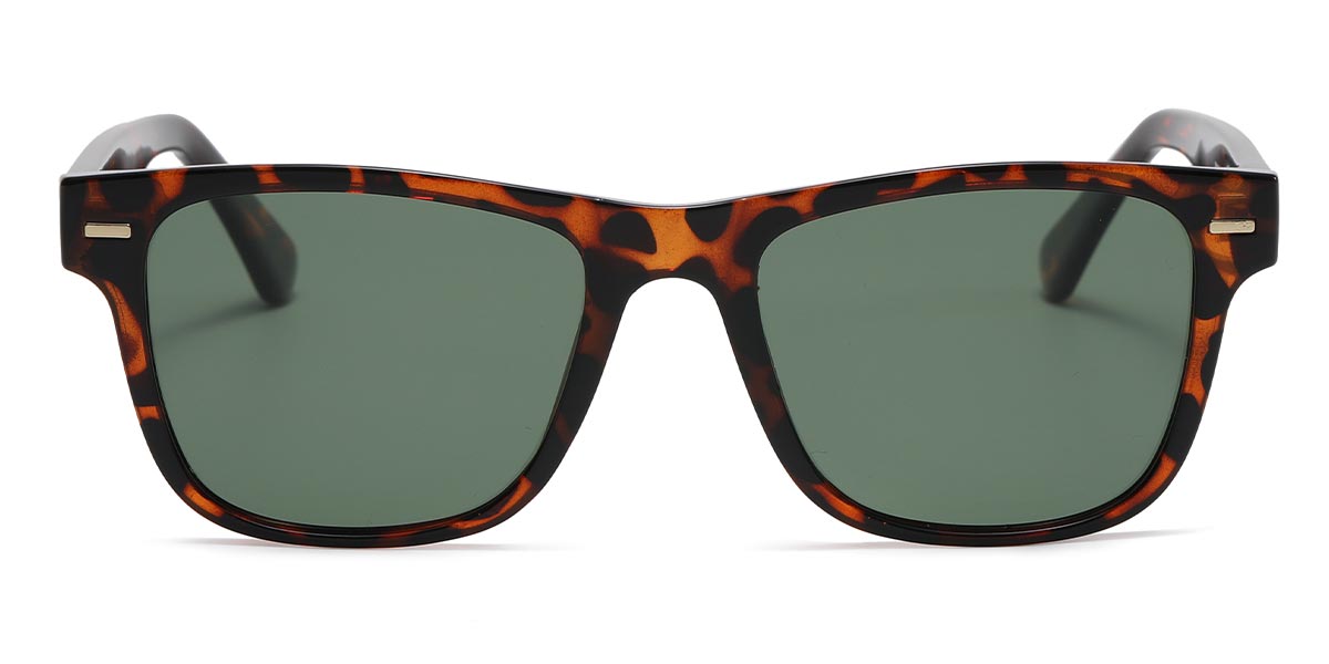 Tortoiseshell Dark Green - Square Sunglasses - Temwa
