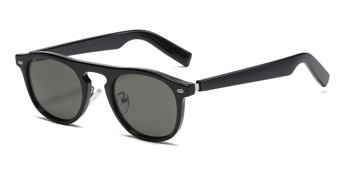 Black Grey - Oval Sunglasses - Nals