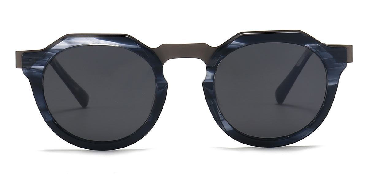 Dark Blue Grey - Oval Sunglasses - Wee
