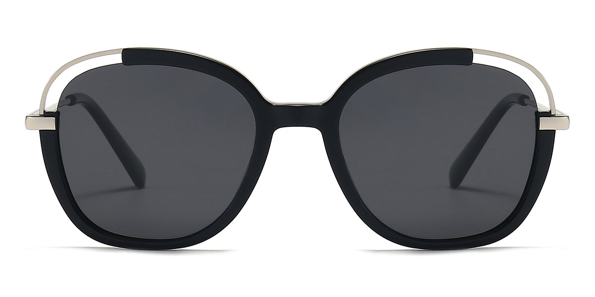 Black Grey - Oval Sunglasses - Zora
