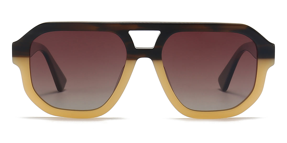Brown Beige Brown - Aviator Sunglasses - Sosa
