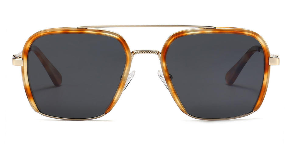 Gold Tortoiseshell Grey Huy - Aviator Sunglasses