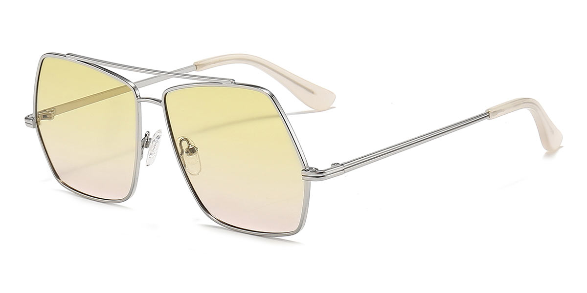 Silver Yellow - Aviator Sunglasses - Tenell