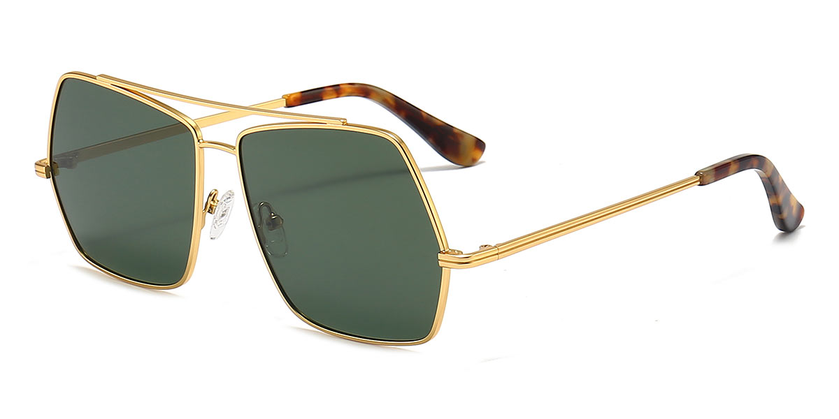 Gold Dark Green - Aviator Sunglasses - Tenell