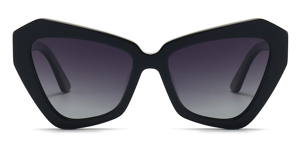 Black Gradual Grey Tenli - Cat Eye Sunglasses