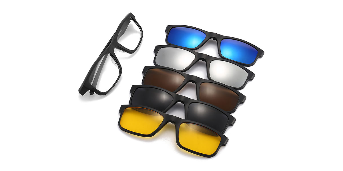 Colour - Rectangle Clip-On Sunglasses - Emeri