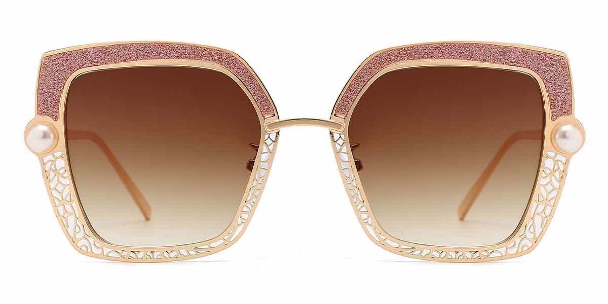Gold Gradual Brown Lake - Square Sunglasses