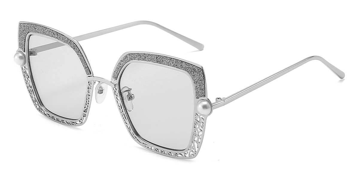 Silver Light Grey Lake - Square Sunglasses