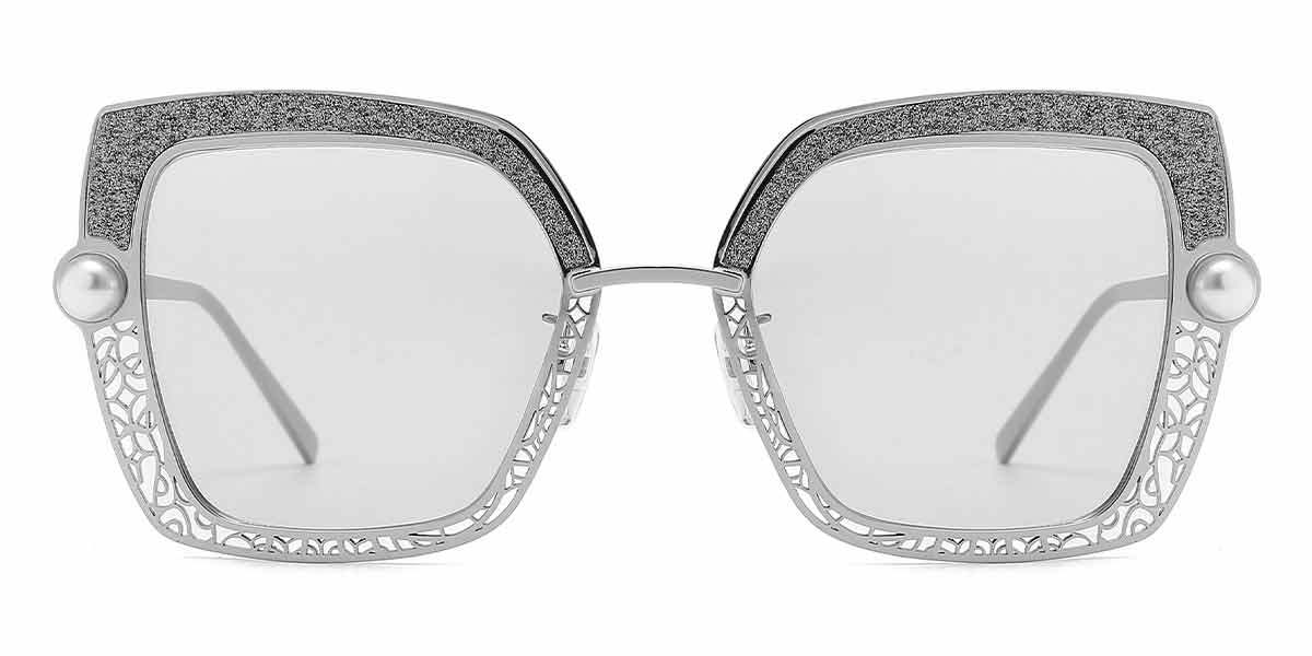Silver Light Grey Lake - Square Sunglasses