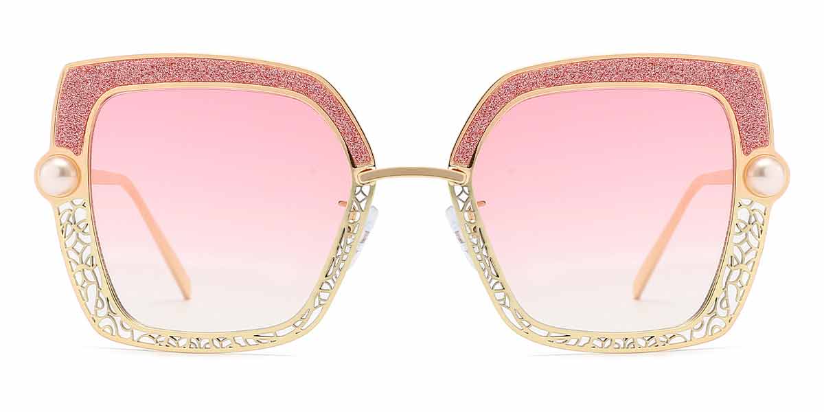 Gold Pink Clear - Square Sunglasses - Lake