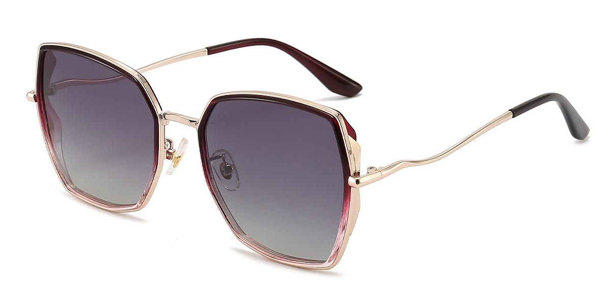 Gold Purple Grey - Square Sunglasses - Kathi