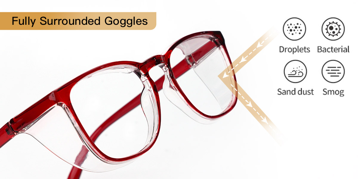 Red - Square Glasses - Hanita