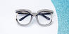Navy White Diamond Roisin - Square Glasses