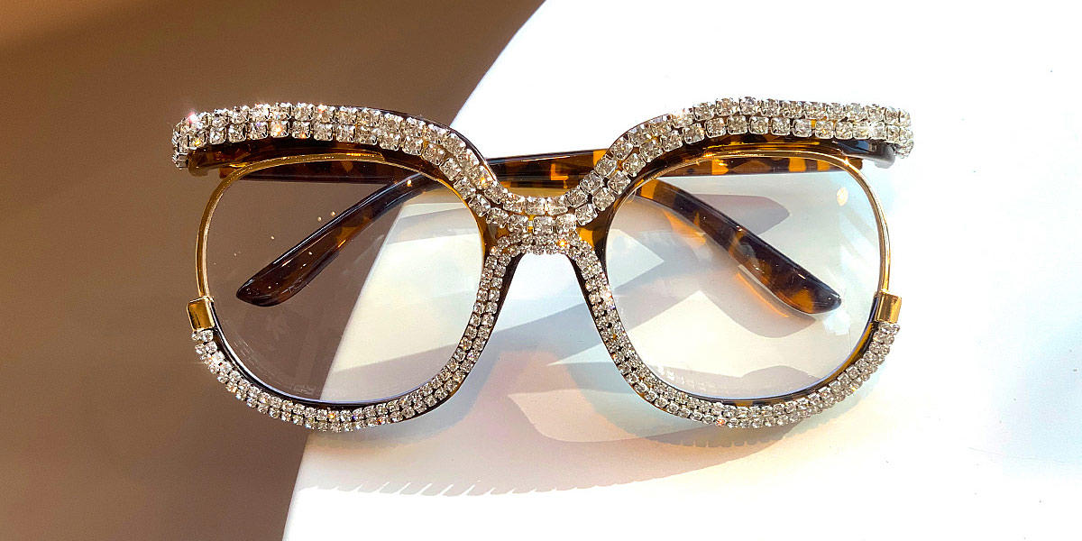 Tortoiseshell White Diamond Roisin - Square Glasses
