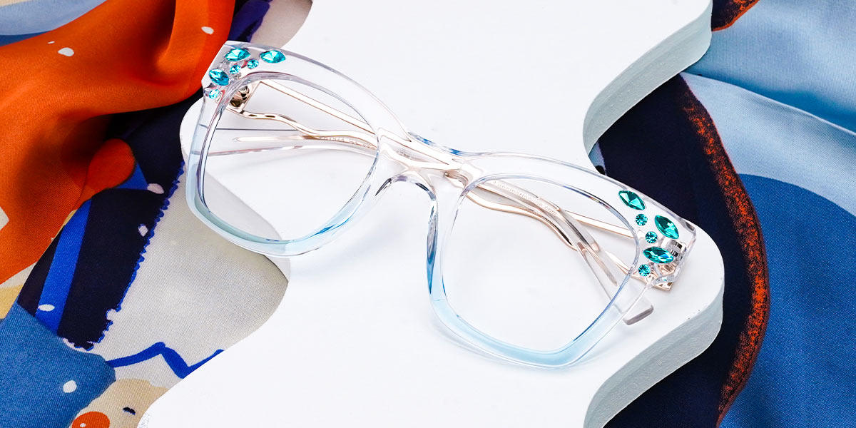 Light Blue Byron - Square Glasses
