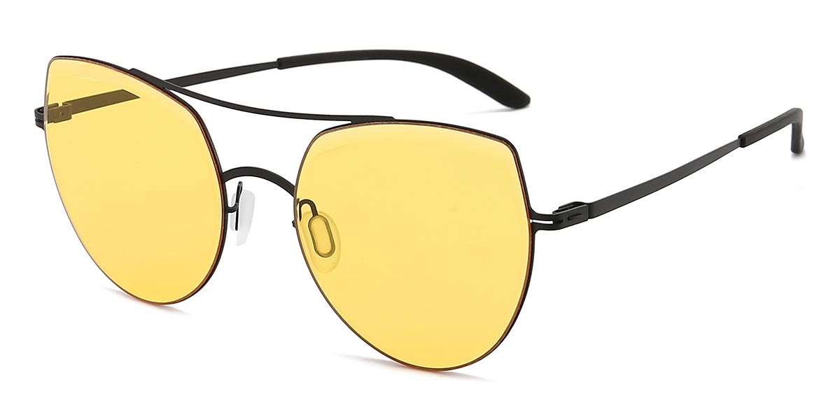 Black Yellow - Aviator Sunglasses - Adira