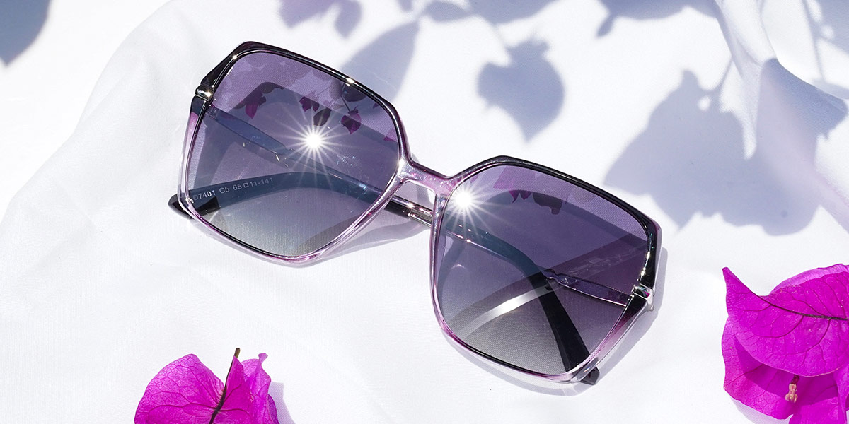 Gradient Purple Grey - Square Sunglasses - Lany