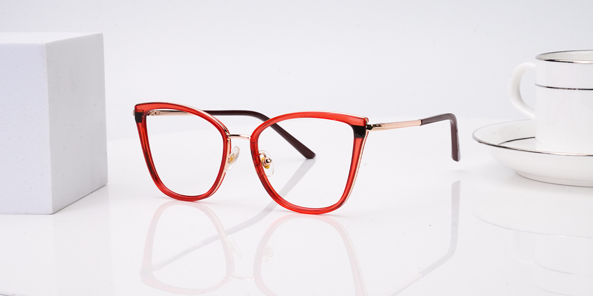 Red - Cat eye Glasses - Eupraxia