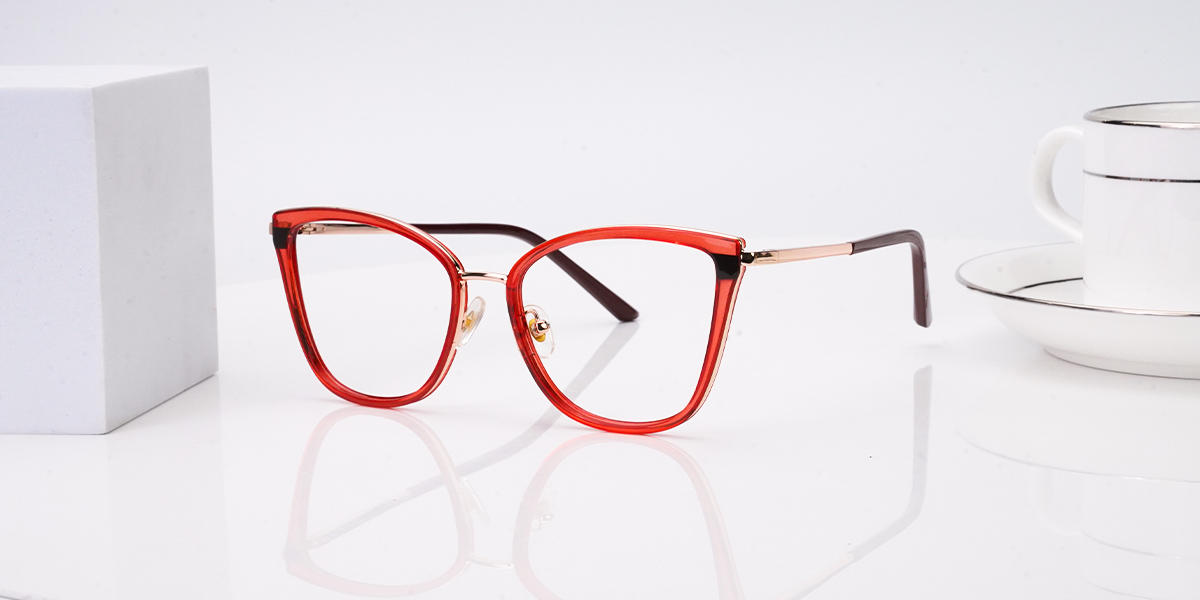 Brick Red Eupraxia - Cat Eye Glasses