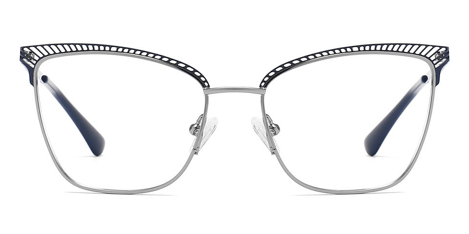 Silver Navy Blue Pihu - Square Glasses