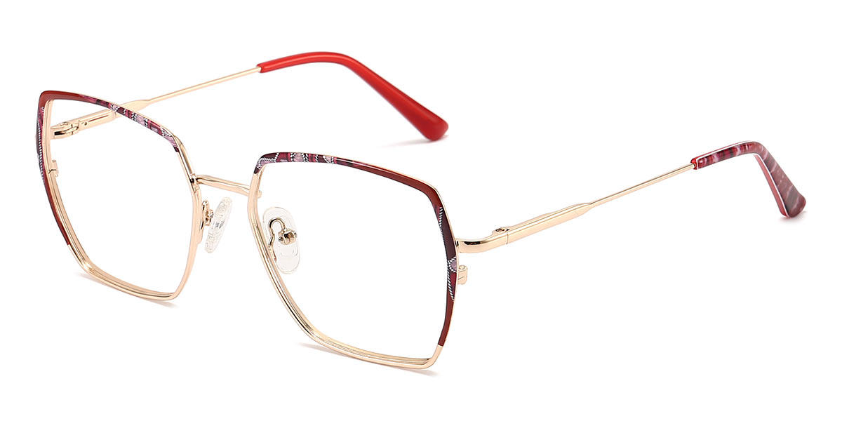 Gold Red Gianna - Square Glasses