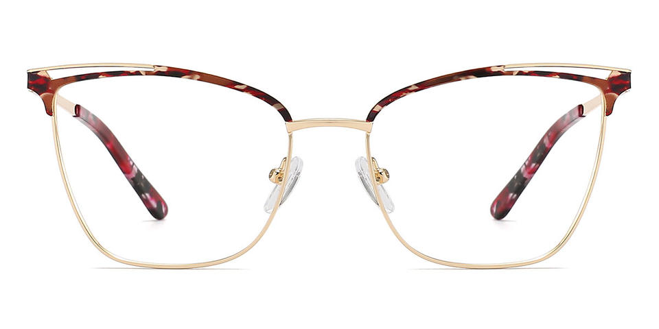 Gold Red Spots Tysin - Square Glasses