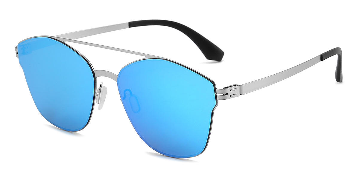Silver Blue Mirror Adnan - Aviator Sunglasses