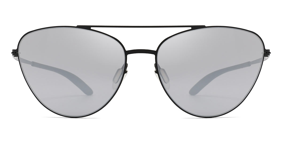 Black Silver Mirror - Aviator Sunglasses - Kabo