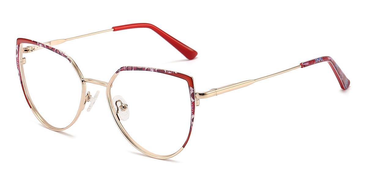Gold Red Harper - Oval Glasses