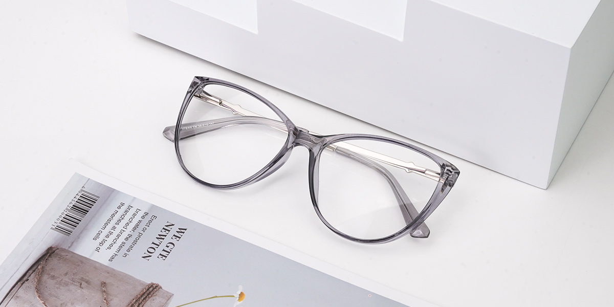 Grey - Cat eye Glasses - Caius