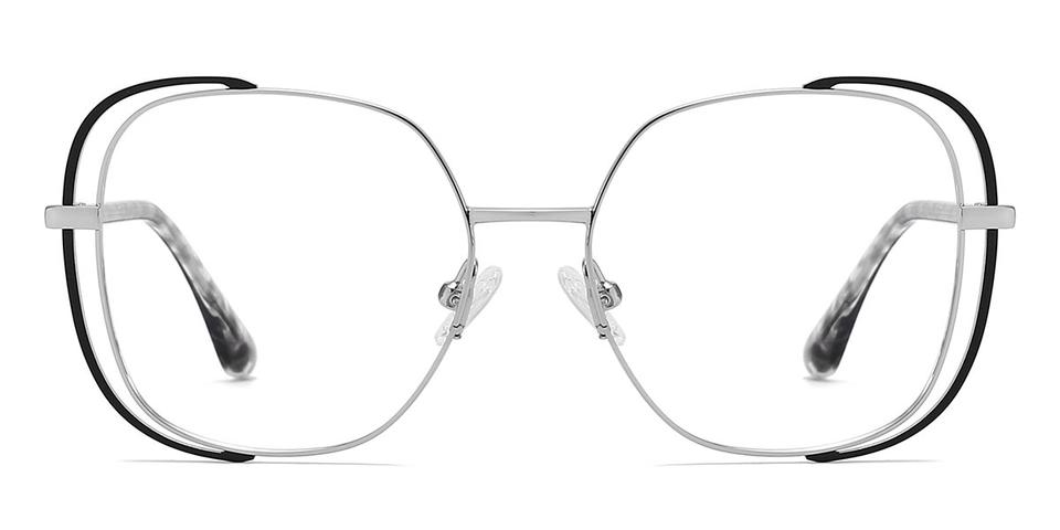 Black Silver Elaiza - Square Glasses
