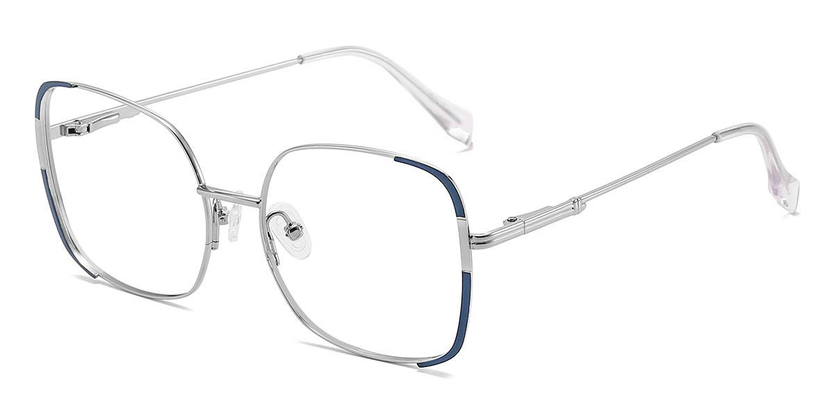 Silver Blue Burnie - Square Glasses