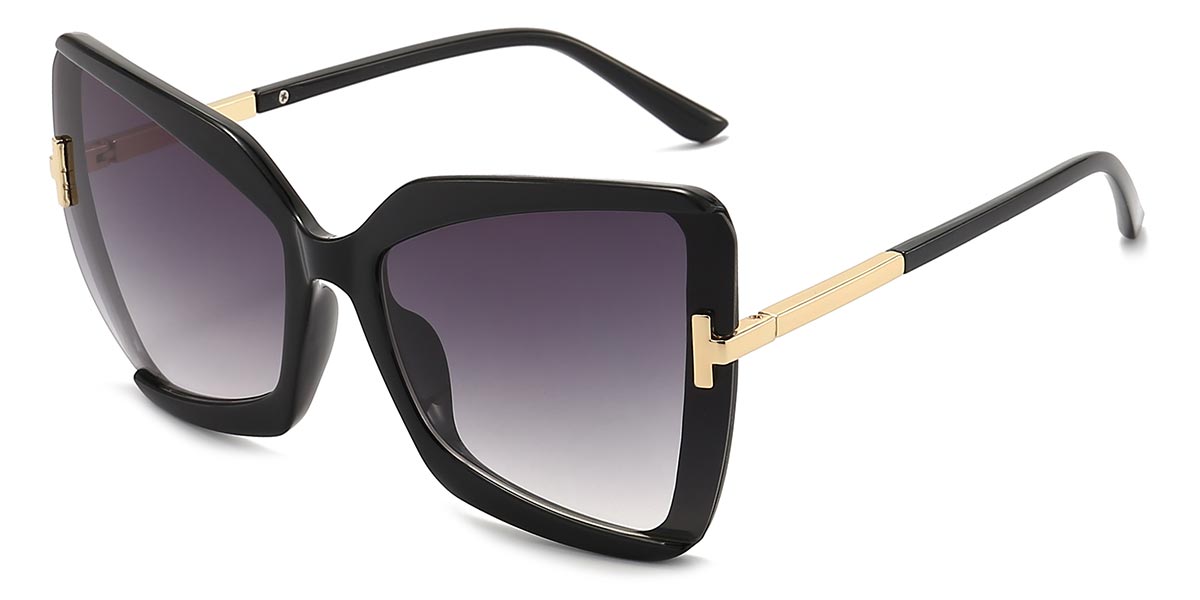 Black Gradual Grey Bayan - Square Sunglasses