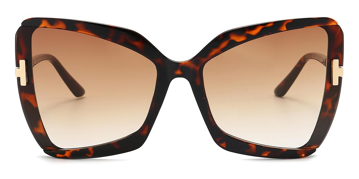 Tortoiseshell Gradual Brown - Square Sunglasses - Bayan