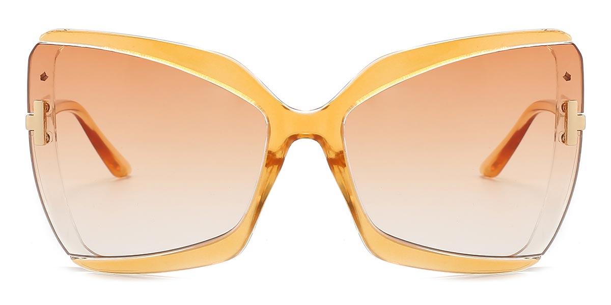 Yellow Gradual Orange Bayan - Square Sunglasses