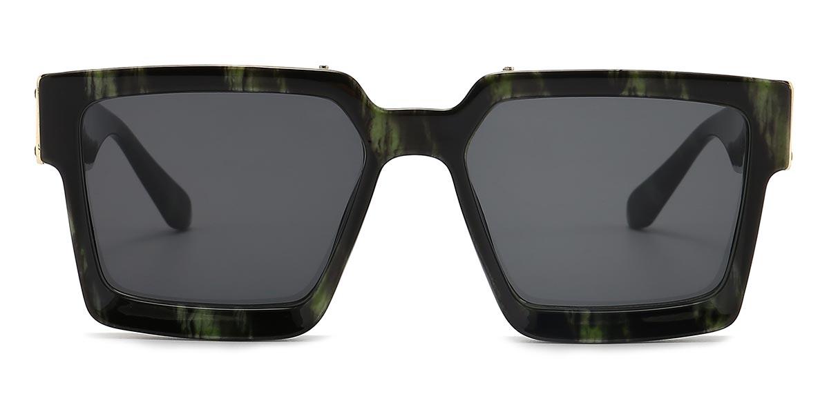 Green Tortoiseshell Grey Bayla - Square Sunglasses