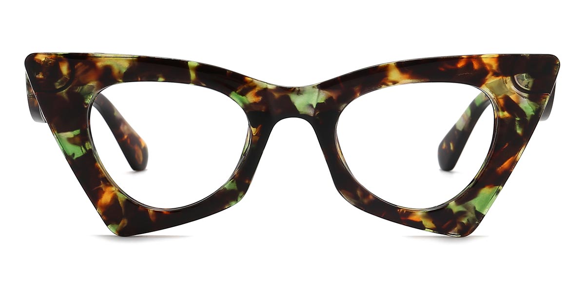 Blue Orange Woodgrain - Cat eye Glasses - Debra