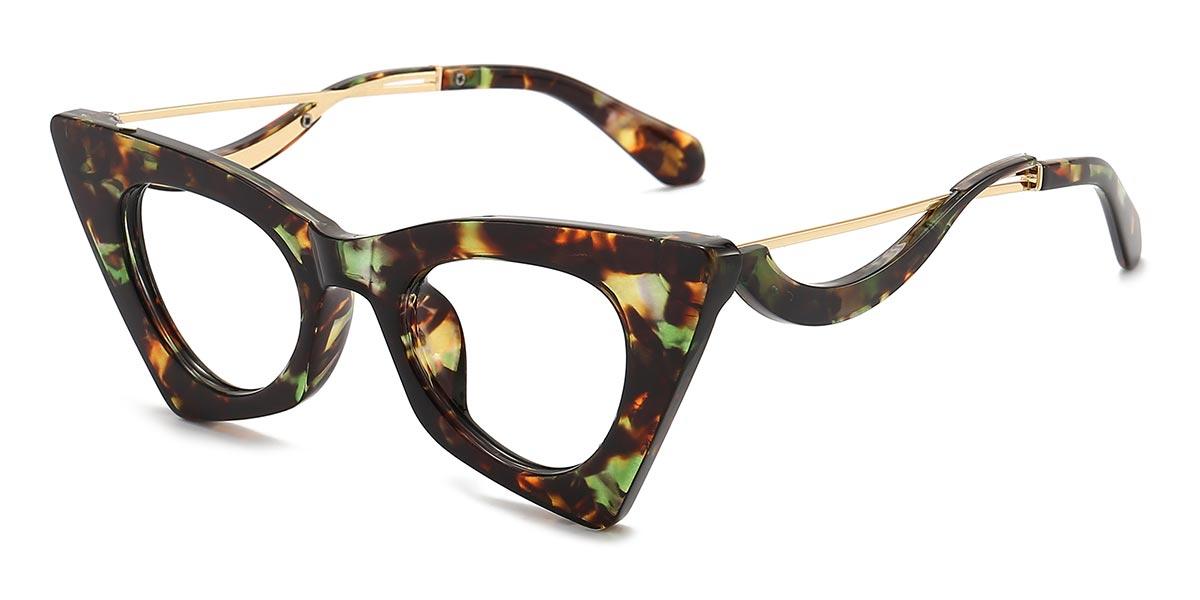 Orange Green Tortoiseshell Debra - Cat Eye Glasses
