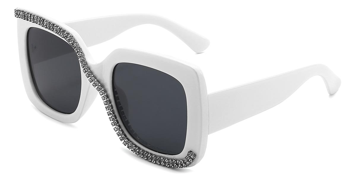 White Grey - Square Sunglasses - Cailin