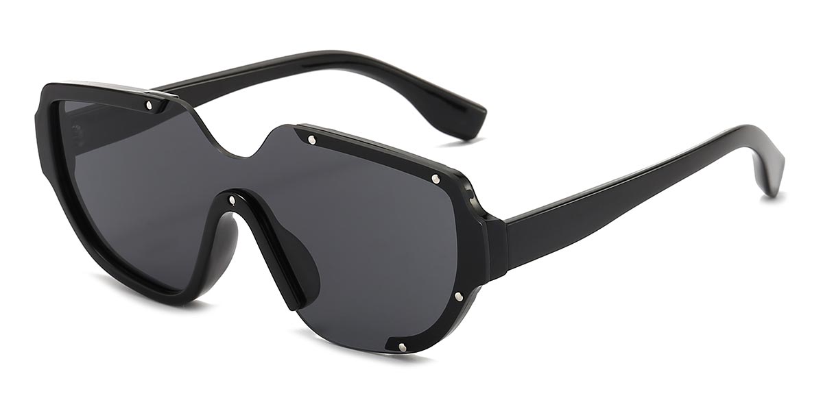 Black Grey - Oval Sunglasses - Corie