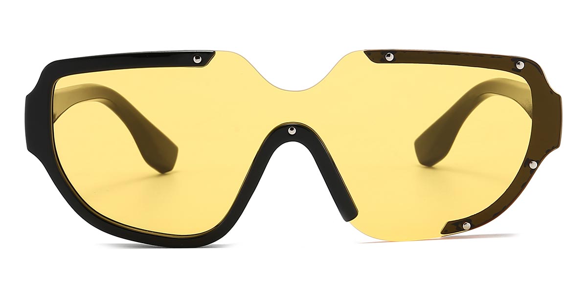 Black Yellow - Oval Sunglasses - Corie
