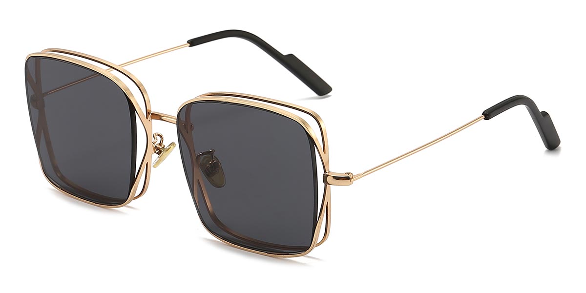 Gold Black - Square Sunglasses - Desery