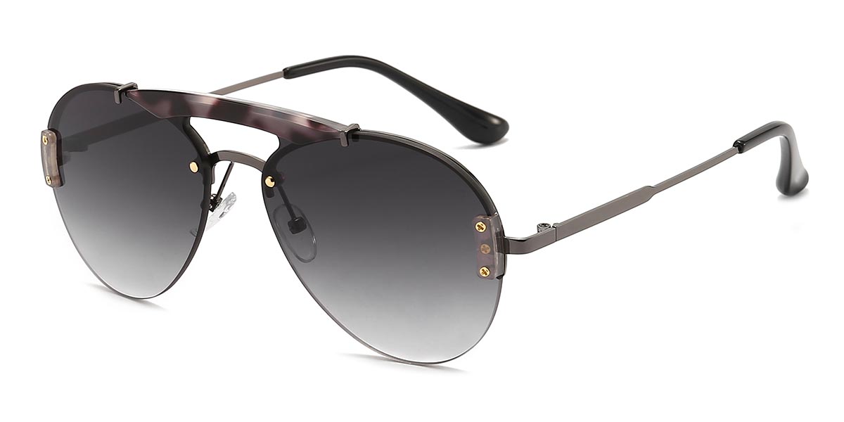 Black Tortoiseshell Gradual Grey - Aviator Sunglasses - Burns