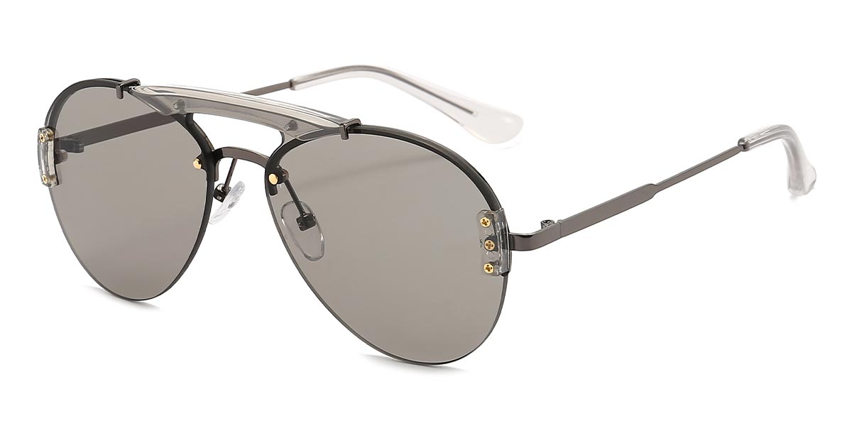 Transparent Grey Grey - Aviator Sunglasses - Burns