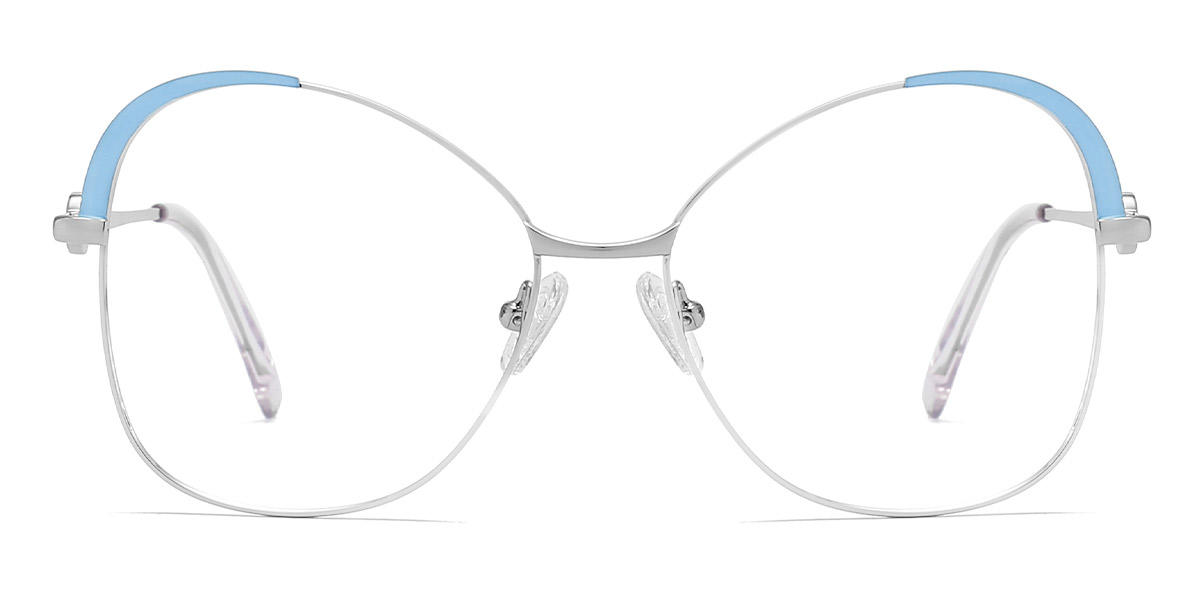 Silver Blue Dena - Oval Glasses