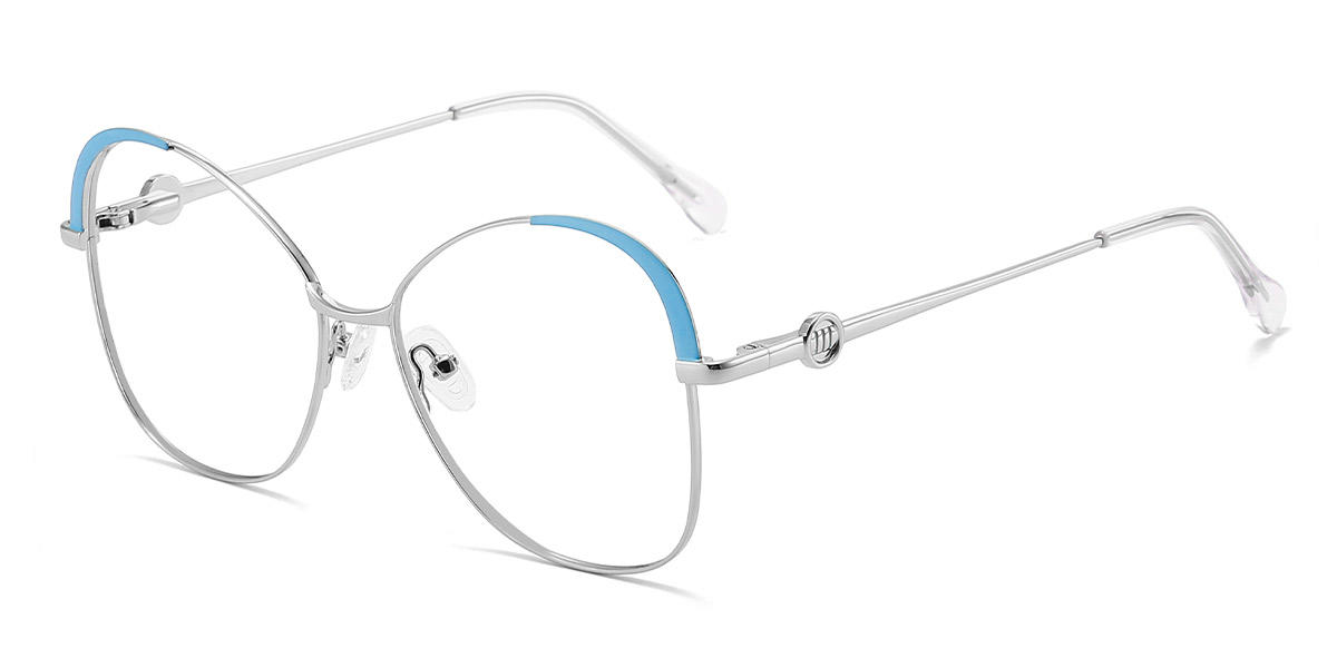 Silver Blue Dena - Oval Glasses