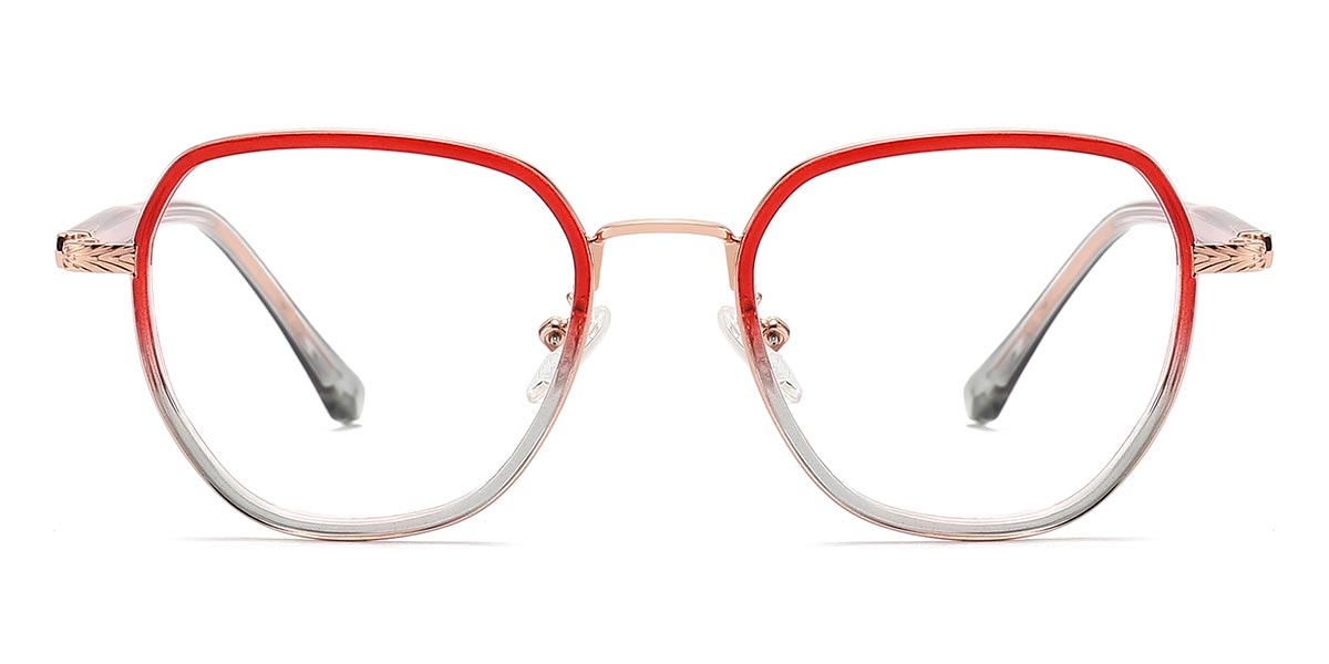 Red Grey - Oval Glasses - Lais