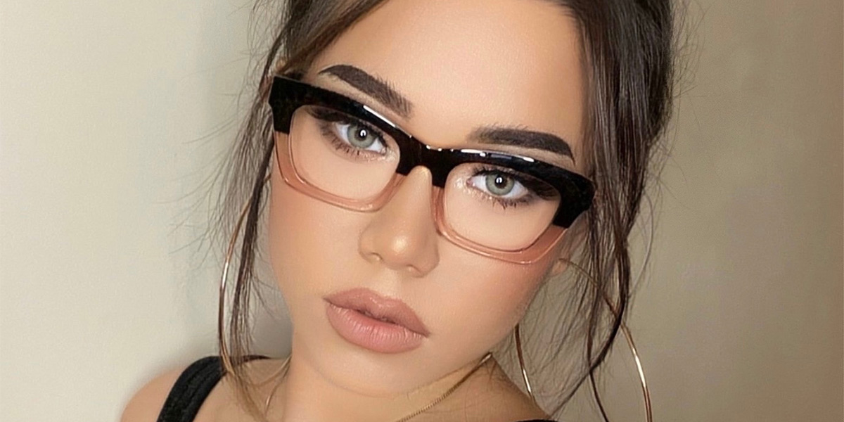 Black Pink - Rectangle Glasses - Laelia