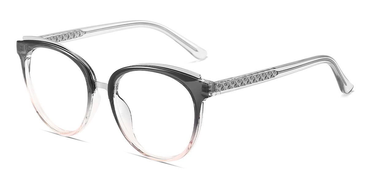 Grey Pink - Round Glasses - Lale